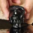 HUMAN SKULL & SNAKE Buffalo HORN Art Carving PAPERWEIGHT Hand carved 