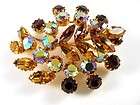 AUSTRIA AUTUMN RHINESTONE PIN AB AMBER ORANGE BROWN