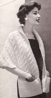 VNTG Sweater Warm Shawl Wrap Pockets Knitting PATTERN  