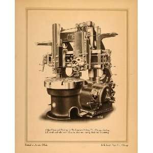 1913 Print Antique Vertical Turret Lathe Machine NICE 