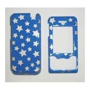  BLUE WITH SPARKLING SILVER STARS DESIGN SNAP ON COVER HARD 