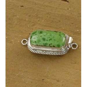  AAA GREEN TURQUOISE STERLING CLASP CUSHION 22x12mm #2 