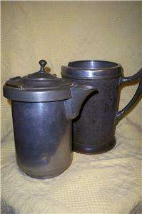 Antique Pewter?? Pitcher Coffee Pot Lg Two in One  