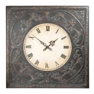   Embossed Wall Clock/ Iron/ Face Fil Hands Cham Patio, Lawn & Garden
