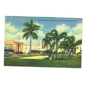  Business District in Homestead Florida Linen Postcard 