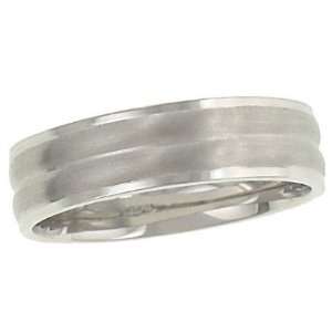  Mens 6mm Satin Band w/ Center Groove and Polished Edge 