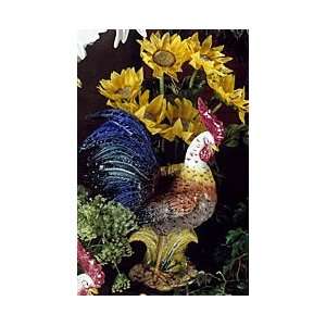  Rooster w/ Wheat Cachepot Colored 23H   By Intrada Italy 