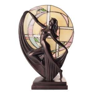  Julianna Art Deco Dancer Bronze Lady Figure Lamp Glass 