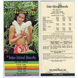  Hawaii Inter Island Resorts Brochures 1964 Kona & Kauai 