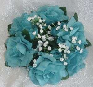 Candle Ring Rings ~ TURQUOISE BLUE ~ Silk Wedding Flowers 