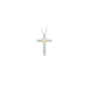 ZALES Diamond Cross Pendant in 14K Two Tone Gold The Shared Heart® 1 
