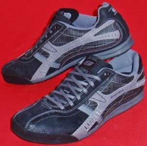 NEW Mens SKECHERS Ascoli Marche Gray Leather Casual Sneakers Shoes 