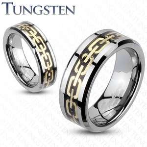 Gold Chain Links Tungsten Carbide Wedding Ring Size 5,6,7,8,9,10,11,12 
