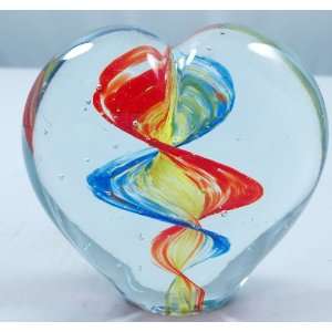  Murano Design Rainbow Spiral Heart Sculpture PW 854
