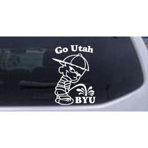 White 3in X 4.2in    Go Utah Pee On BYU Car Window Wall Laptop Decal 