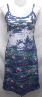 Claude Monet Water Lily ART Spaghetti Tank Dress Sz M, D2010  