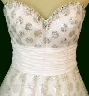 TONY BOWLS LE GALA $450 White Prom Pageant Evening Gown NWT (Size 2, 4 