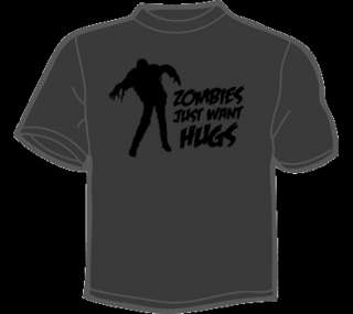 ZOMBIES WANT HUGS T Shirt MENS funny zombie eat flesh  