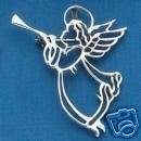 Sterling Silver Great for Christmas Angel & Trumpet Pin  