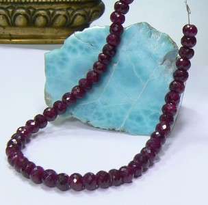 RARE NATURAL FACETED RUBY BEADs RUBIES STRAND 98ct  