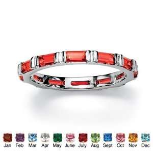   Jewelry Sterling Silver Birthstone Eternity Band  July  Simulated Ruby