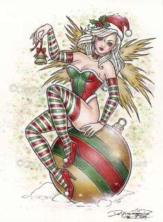 Christmas Fairy Pinup Elf Fantasy PRINT DELPHINE art  