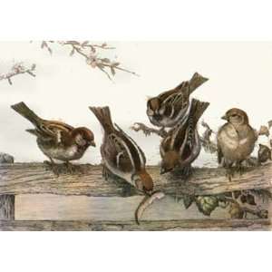  Tree Sparrows Etching Austen, Winifred Animals, Dogs Birds 