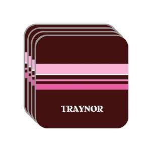 Personal Name Gift   TRAYNOR Set of 4 Mini Mousepad Coasters (pink 