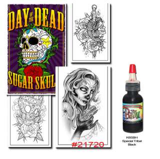 Tattoo Supplies flash book Sugar Skulls Marti Gras Day of the Dead 