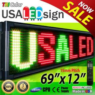 LED SIGN 15MM TRI COLOR   OUTDOOR PROGRAMMABLE SCROLLING MESSAGE BOARD 