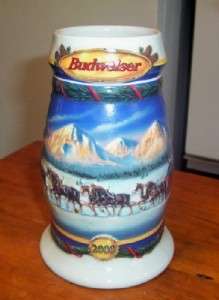 2000 BUDWEISER HOLIDAY IN THE MOUNTAINS BEER MUG STEIN  