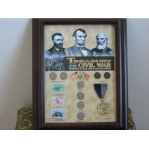   CIVIL WAR   Coins & Stamps plus Metal   Framed 8x10 