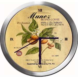  MUNOZ 14 Inch Coffee Metal Clock Quartz Movement Kitchen 