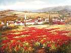 Wild flowers   poppies landscape 36x48 OIL PAINTING   
