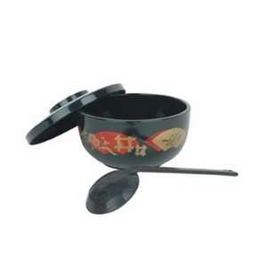  Black Japanese Soba Donburi Noodle Bowl + Ladle