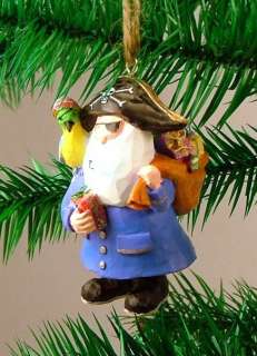 Jolly Roger Pirate Santa Parrot Christmas Ornament  