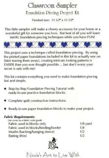 SAMPLER Quilt Pattern Foundation Piecing Project Kit  