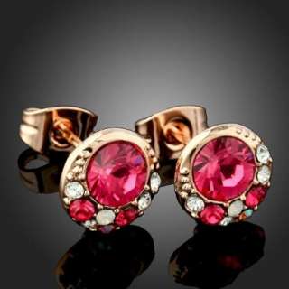 ARINNA Swarovski ruby Crystal gold GP stud new Earrings  