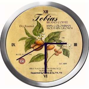  TOBIAS 14 Inch Coffee Metal Clock Quartz Movement Kitchen 