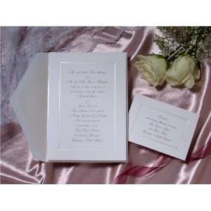  White Pearl Banded Panel Wedding Invitations