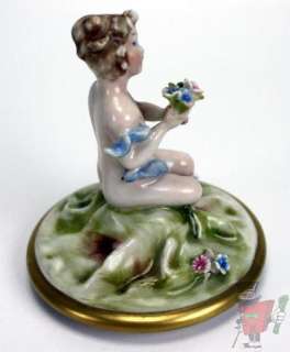 Vintage Capodimonte Porcelain Figurine Jar Keepsake 6 Jewelry Box 