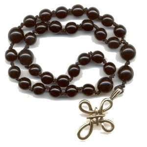  Anglican Prayer Beads, Rosary   Black Czech Glass, Woven 