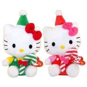  TY Beanie Babies   HELLO KITTY ( Set of 2   Red & Green Candy 