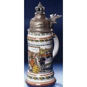    German Porcelain Regimental Crown Beer Stein 