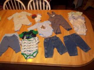 Month Lot of Baby Boy Jeans Overalls Onesies Booties Hats Puma 