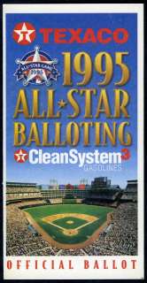 1995 UNUSED MLB ALL STAR BASEBALL GAME BALLOT~TEXAS RANGERS BALLPARK 