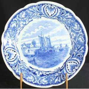 Vintage Belgian Blue White Delft Ceramic Transferware Plate Royal 