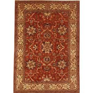  100 x 143 Red Hand Knotted Wool Ziegler Rug