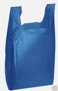 1000 BLUE PLASTIC BAGS SHOPPING GROCERY BAG HANDLES  