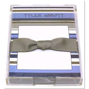  Blue & Silver Stripe Notepad With Gray Ribbon Arts 